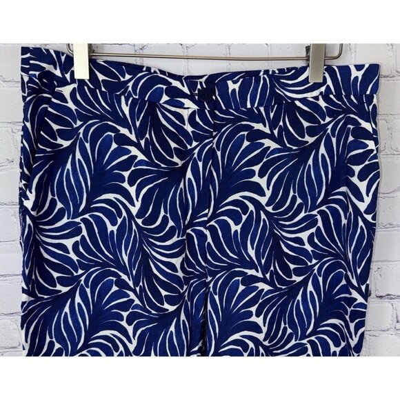NWOT H&M Women’s Size 10 Blue High Rise Wide-Leg Printed Flat Front Pants - Picture 3 of 8